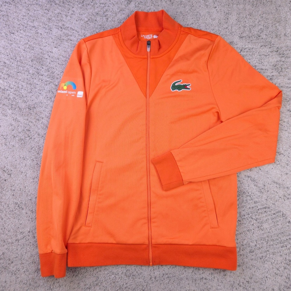 Lacoste Sport Miami Open Jacket Mens Small Tennis Full Zip Orange Croc Logo
